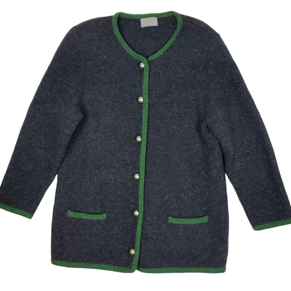 Mirabell Salzburg Size 16 Cardigan Sweater Charcoal Gray Wool Austrian Knit READ